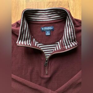 Brooks Brothers 1/4 Zip Men’s 2XLT Burgundy Pullover Pima Cotton Sweater